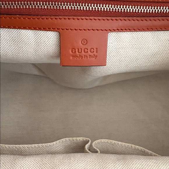 GUCCI Blue Denim Tote Bag w/ Brown Leather Trim Handbag - Picture 6 of 15